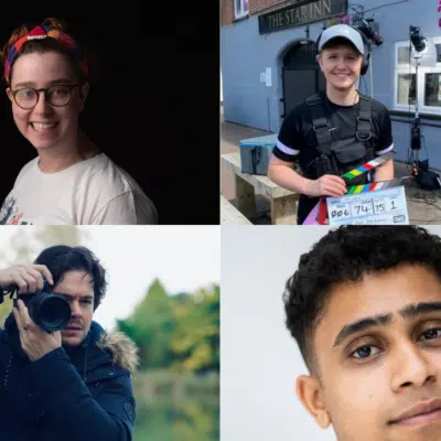 students celebrating creative industry success