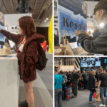 Collage of 2 students and a crowd at an electrical networking event