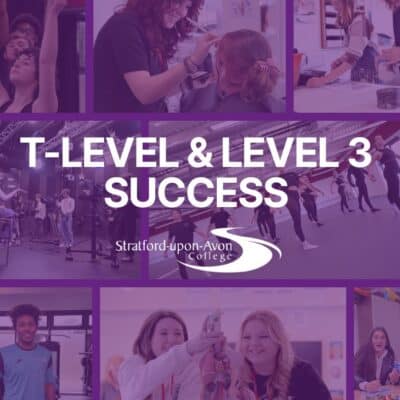 Purple graphic with photos and 'T-LEVLE AND LEVEL 3 SUCCESS' ON IT