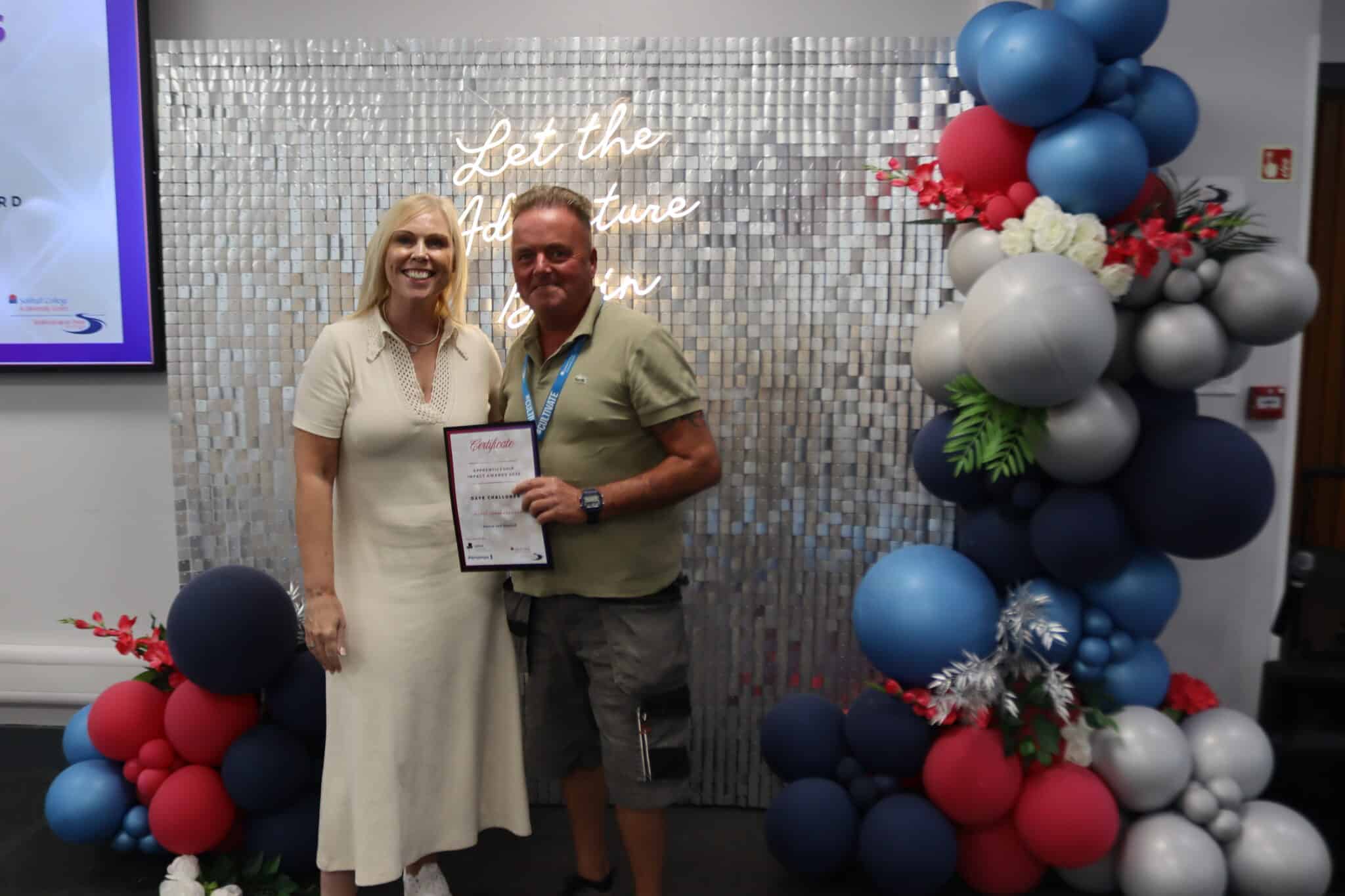 award winner with certificate