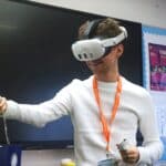 student wearing headset