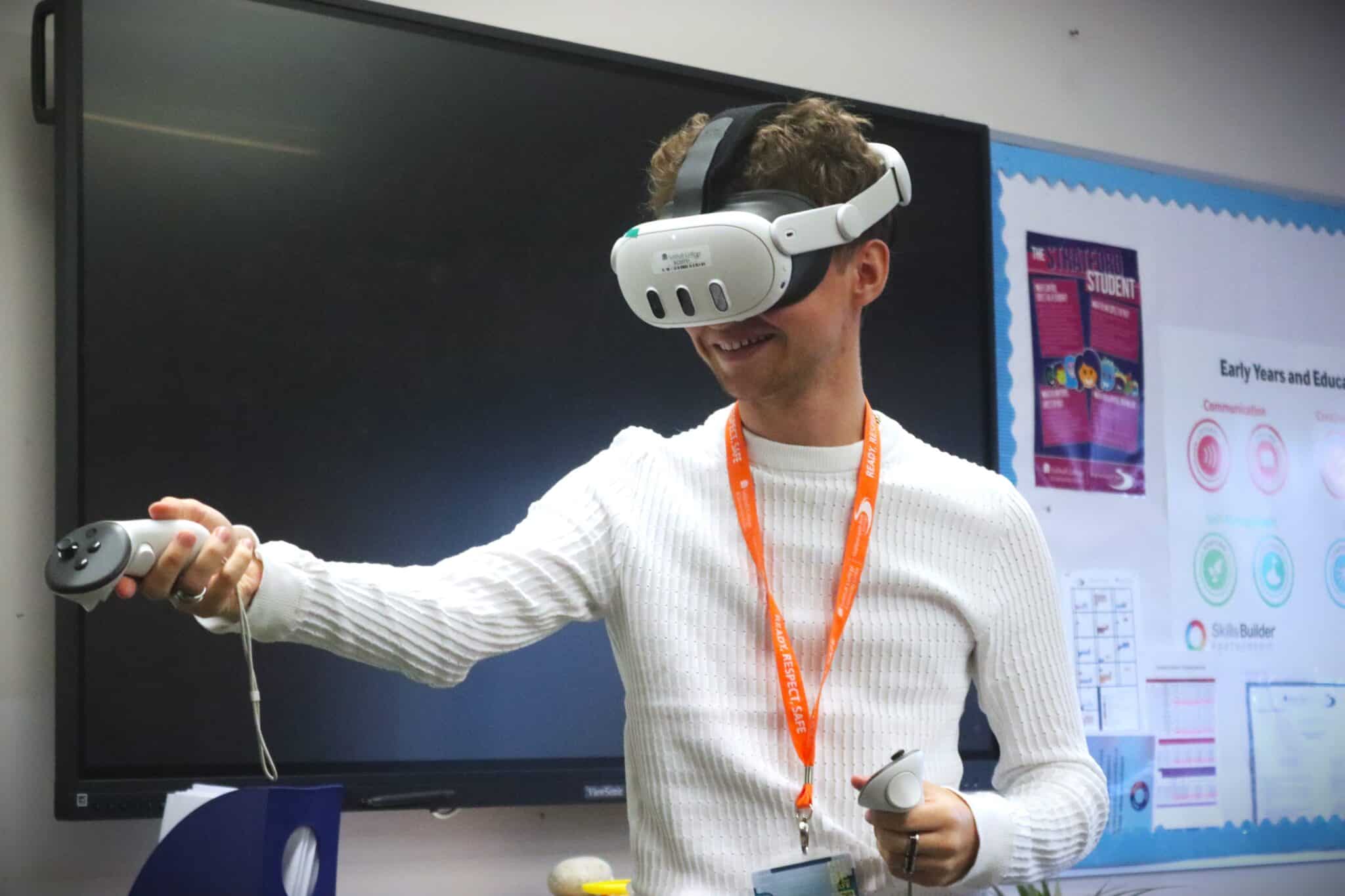 student wearing headset