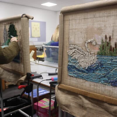 textiles on canvases