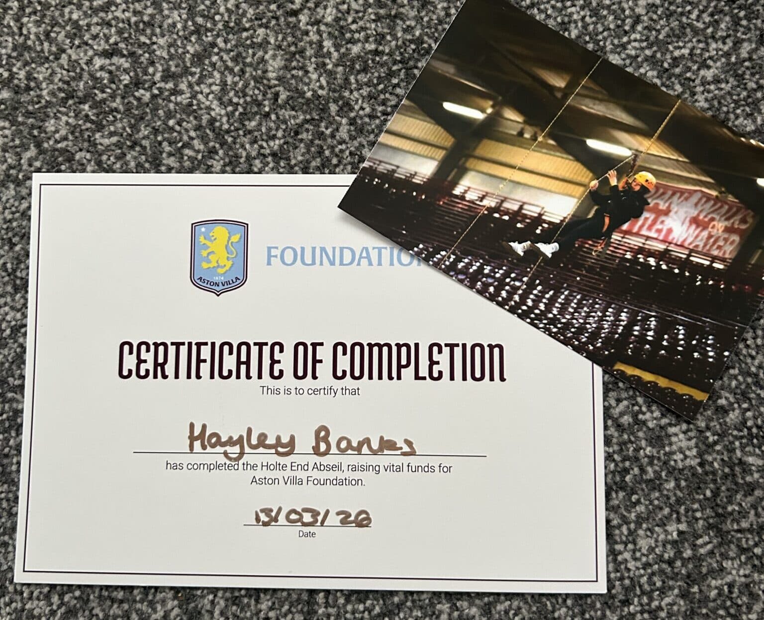 photo and certificate